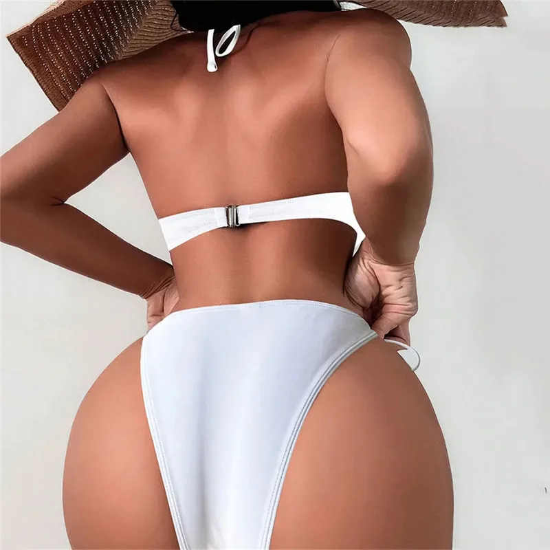 Sexy pearl Shell High Waist Bikinis Set Push Up Swimsuit Women Swimwear Drawstring Bathing Suit Brazilian Bikini Mujer Biquinis