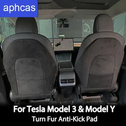 Seat Backrest Anti-Kick Pad For Tesla Model Y & Mode 3 Car Seats Back Cover High Quality Turn Fur Leather Protector Clean Mat