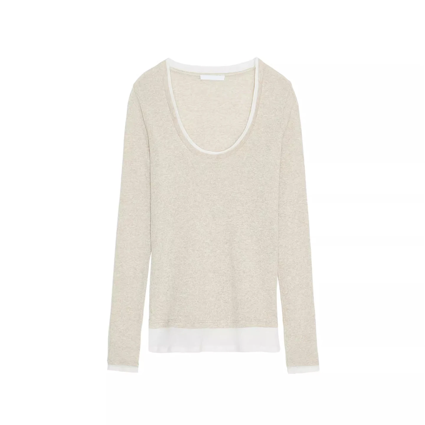 

Z Women's Slim Fit Long Sve round Ne T-irt Pure Color Double Layer Effect 2025 New Sle Faionable Ladies Tee