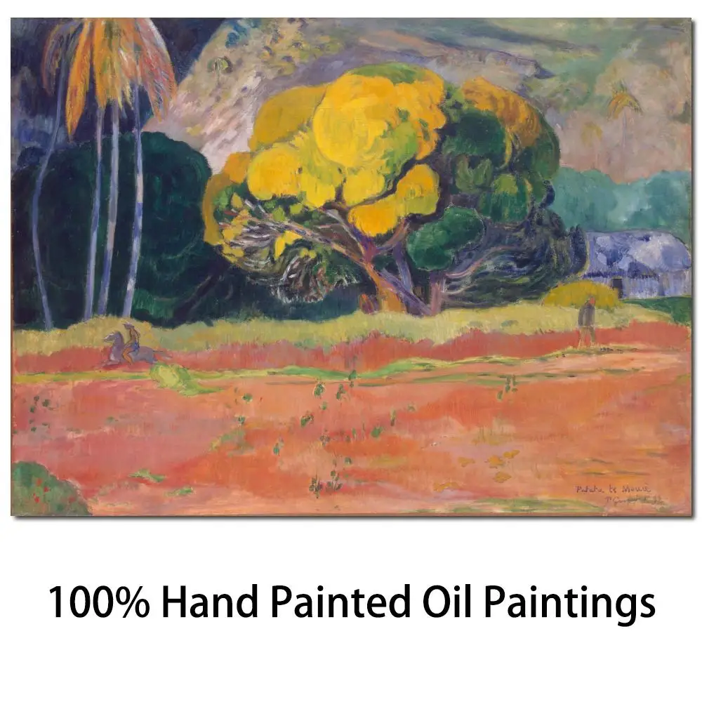 

Hand Painted Canvas Art Tree Under Mountain Paul Gauguin Oil Painting Reproduction Modern Landscape Famous Artwork Wall Decor