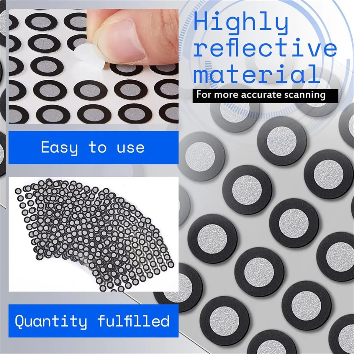 L63A 30 Sheets 1500 Dots 6.0mm 3D Scanning Markers for 3D Scanner Accurate Tracking Dots Reference Point Markers Diffuse