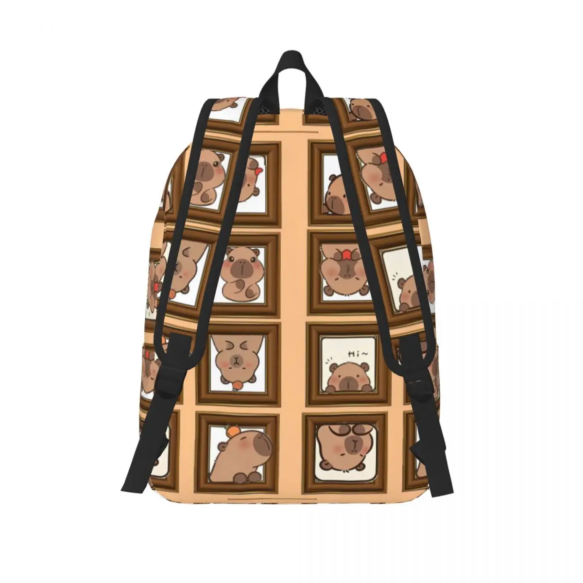 Cute Capybara Cartoon Print Backpack Boy Polyester Outdoor Style Backpacks Pattern Kawaii High School Bags Rucksack