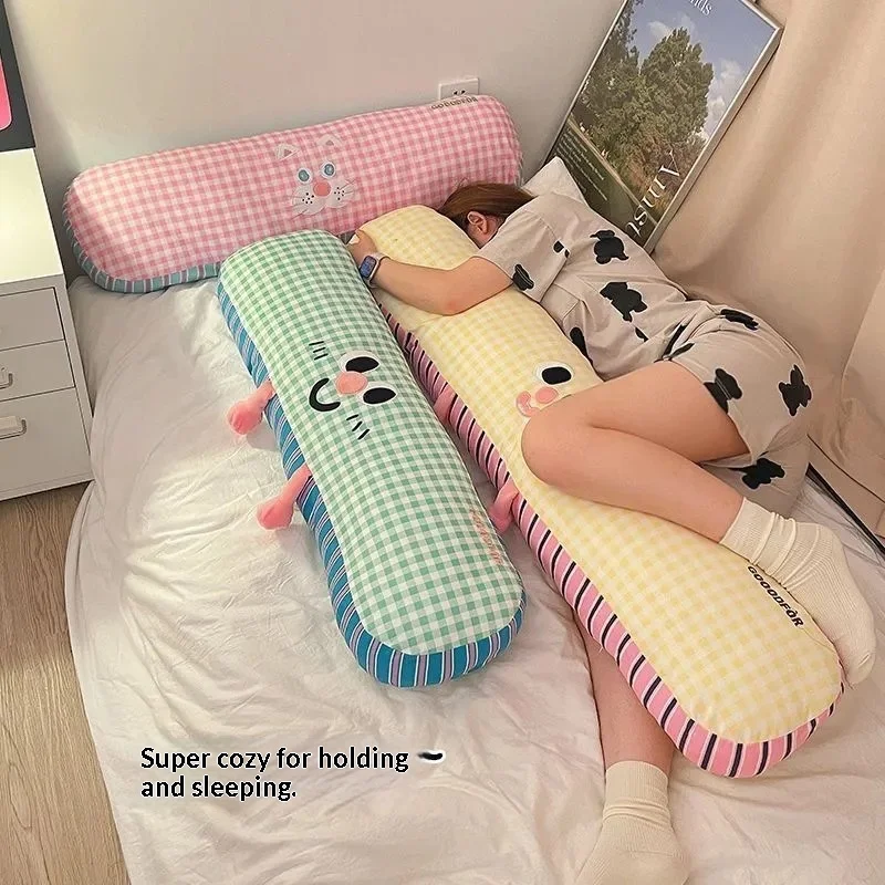 

Throw pillow with checkered long strips for bedroom, bedside cushion for sleeping on one's side, pillow for female dormitory, cr