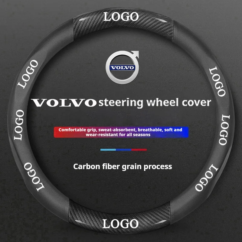 Car Leather Carbon Fiber Non-slip Steering Wheel Cover For Volvo XC70 XC90 V50 V70 S60 S80 C30 XC40 XC60 S90 V90 T5 V60 C70 T6