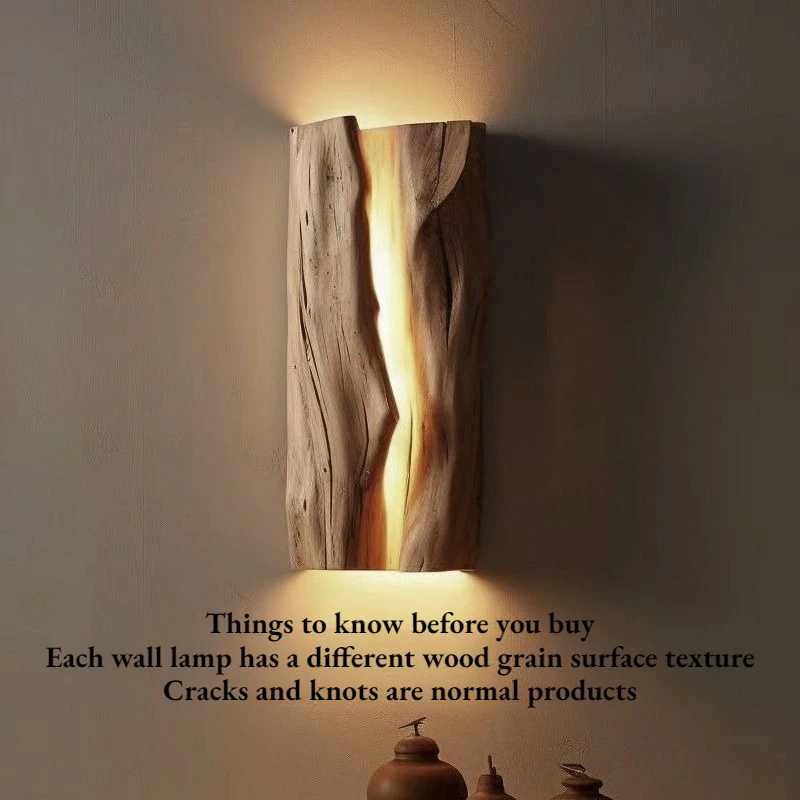2026 Natural Log Wall Light Wabi-Sabi Soft LED For Home Homestay Tea House Dining Hall Ambient Sconce