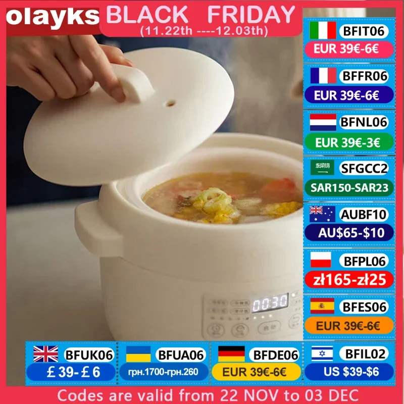 Olayks OLK-05-10 Rice Cooker 220V Electric Multifunction Rice Cooking Pot 300W Soup Stew Cooker For 1-2 Person Home Appliances