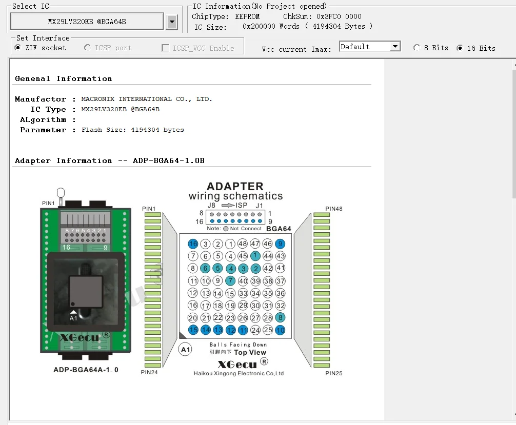 BGA64-DIP48 adapter IC socket (XG-ADP-BGA64A-1.0) only for T56 programmer