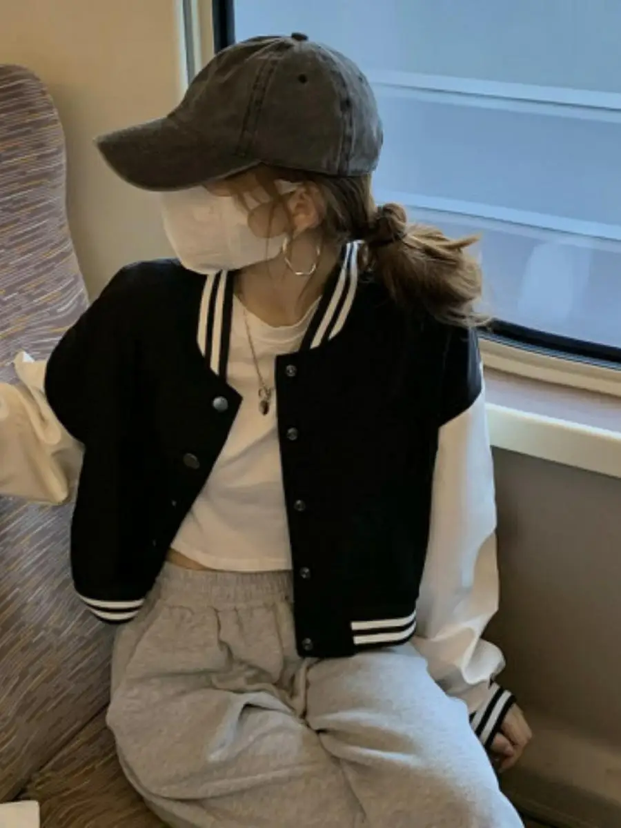 

Color Blo Baseball Jaet Женский свободный повседневный студенческий топ Модный дизайн Осень Новое поступление Верхняя одежда Другое 00%