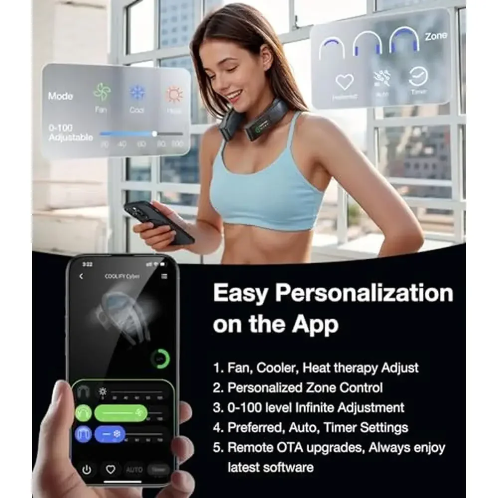 สุดยอดเครื่องปรับอากาศ Cyber Neck Cooling ที่ดื่มด่ําที่สุด พัดลมพกพา 6000mAh ประสบการณ์การระบายความร้อนแบบไซเบอร์แบบชาร์จไฟได้ อากาศที่สวมใส่ได้