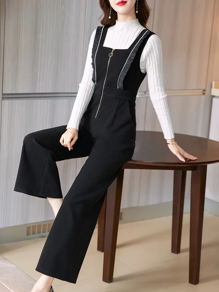 

Bla High Waist Wide Leg Jumpsuit Casual oulder Strap Overall Pants by Sgani Spring 2024 Sle Commute Friendly OL Look