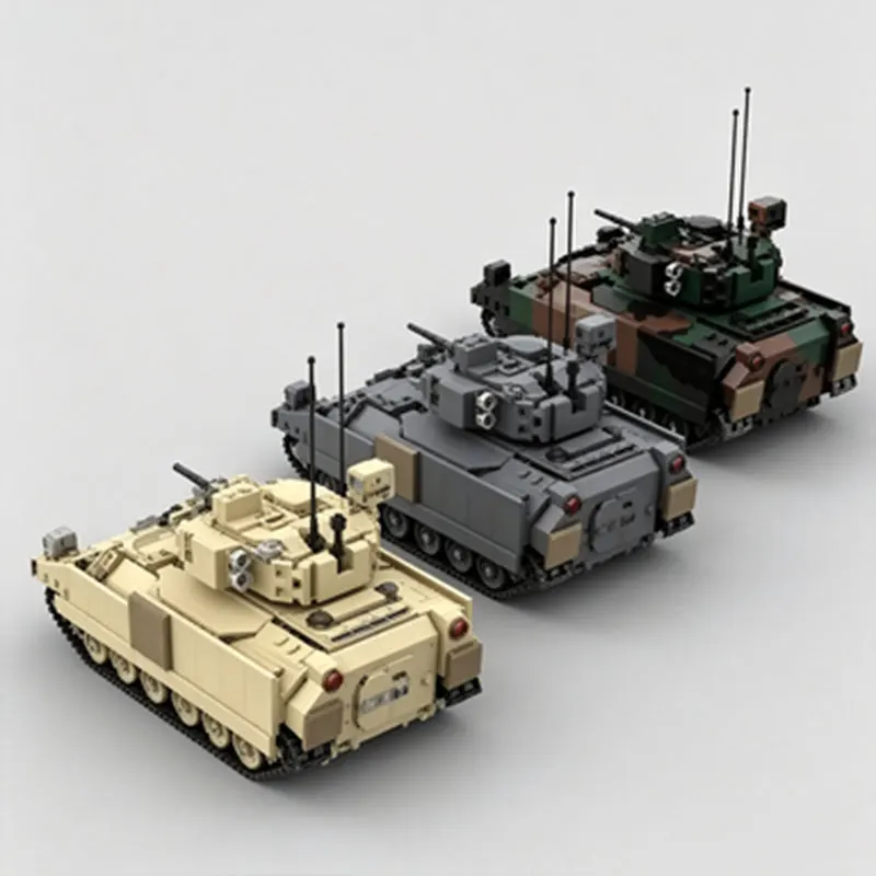 MOC Tank Desert Camouflage Gray Apricot Yellow Small Particle Assembly Building Blocks Desktop Ornament Gift Boy Toy Model 964pc