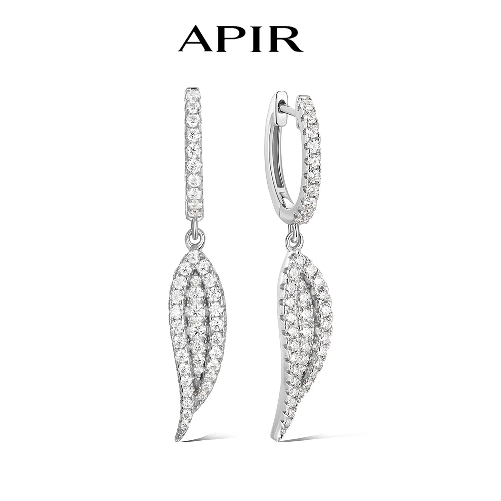 

APIR Sparkling Moissanite Diamonds Angel Wing Drop Earrings for Women Sterling Silver Fashion Elegant Hoops Daily Wear Jewelry