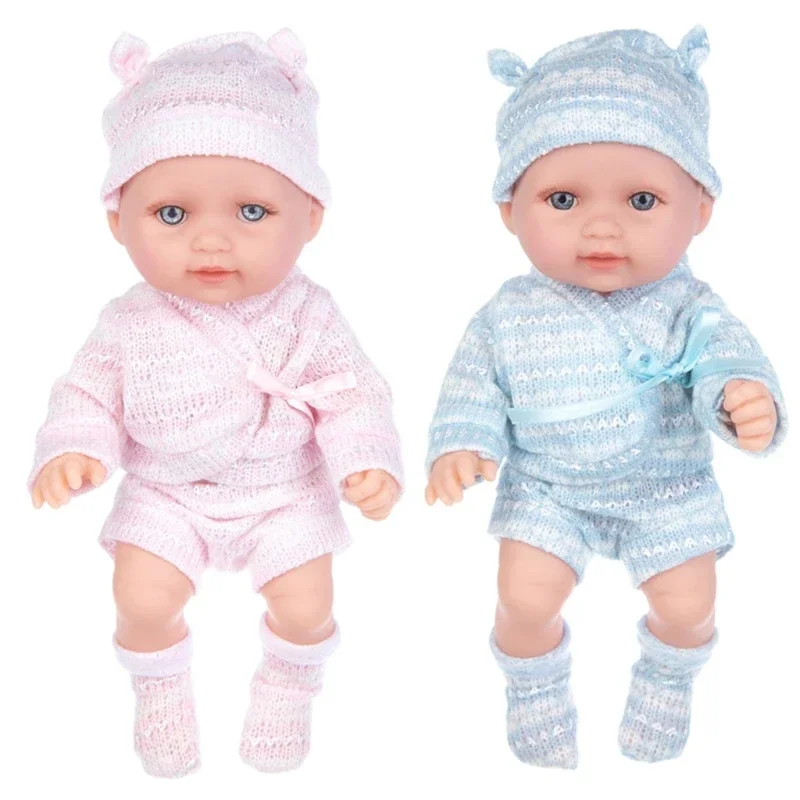 2024 New 11 Inch Cute Vinyl Rebirth Doll 30cm Simulation Baby Comfort Doll Early Education Doll Blue/Pink Clothes Child's Gifts