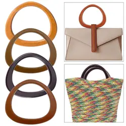 D-shaped Wooden Bag Handle Ring Handbag Handles Replacement DIY Purse Luggage Handcrafted Accessories