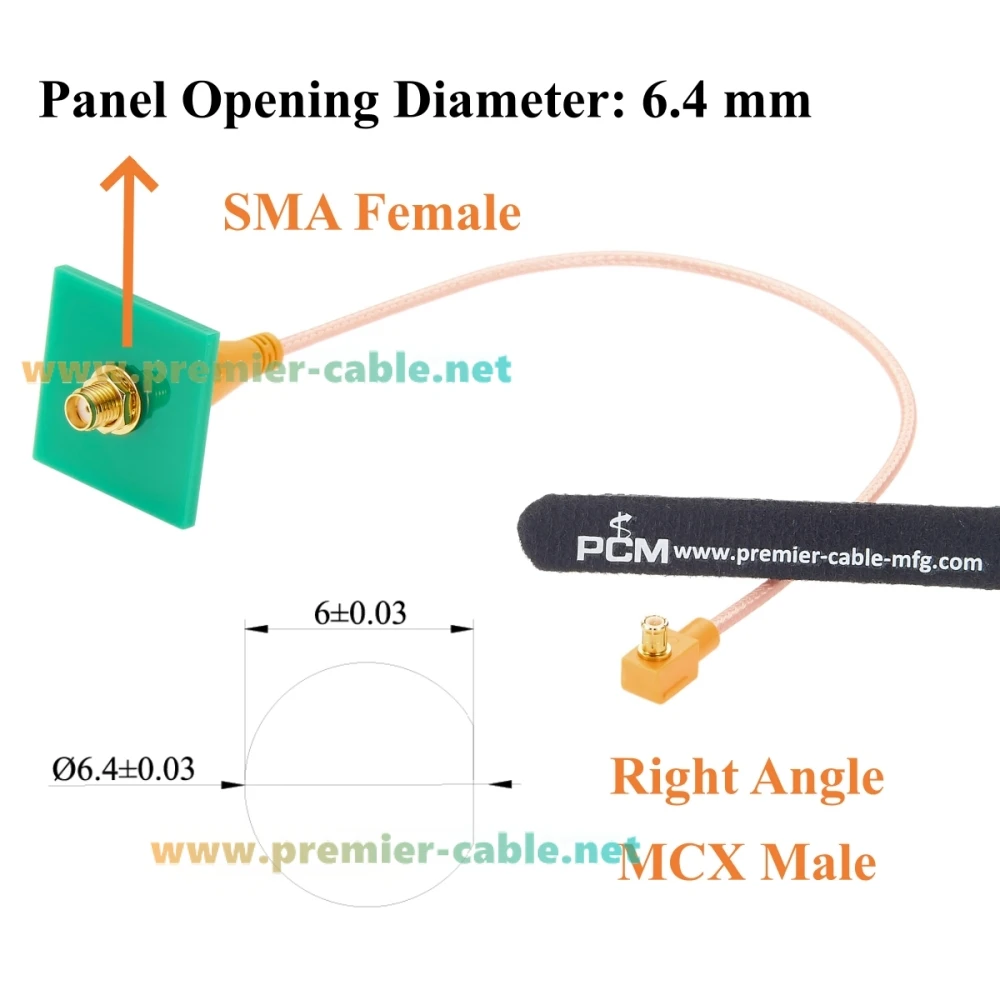 RG316 SMA Female to MCX Male Right Angle Bulkhead Extension Cable Panel Mount 50 Ohm RF Coaxial Jumper Cable for WiFi Antenna, G
