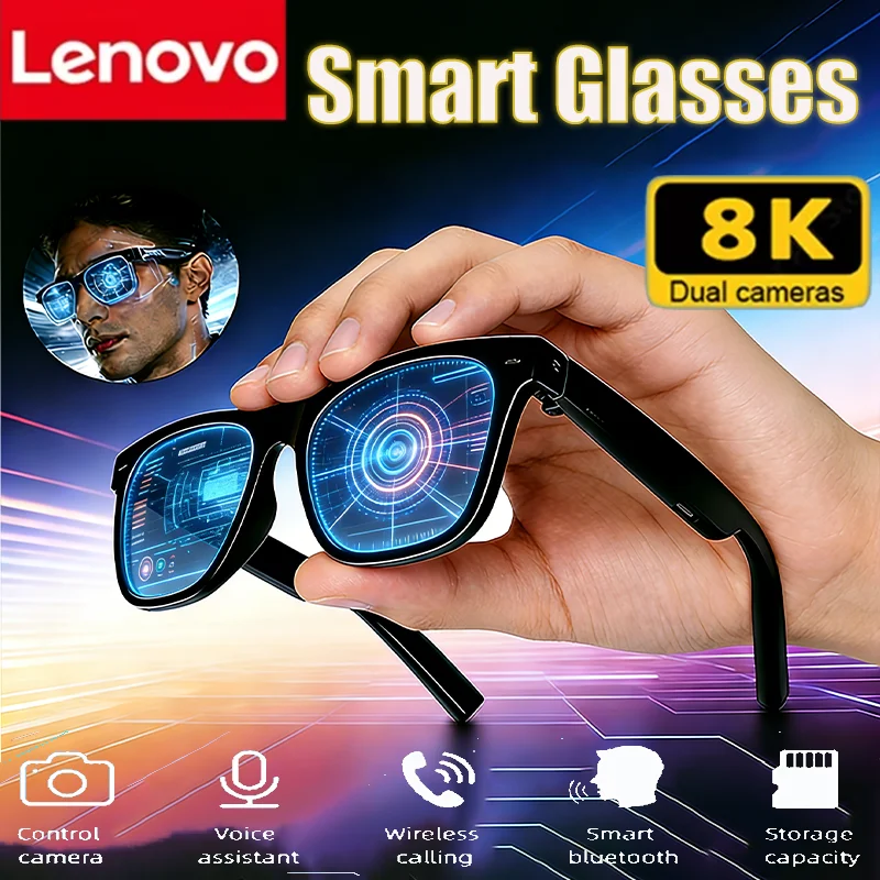 Умные солнцезащитные очки Lenovo AI: многофункциональная камера, Bluetooth-звонки, музыкальный плеер, голосовой помощник, переводчик, фотохромные линзы, 8K-камера