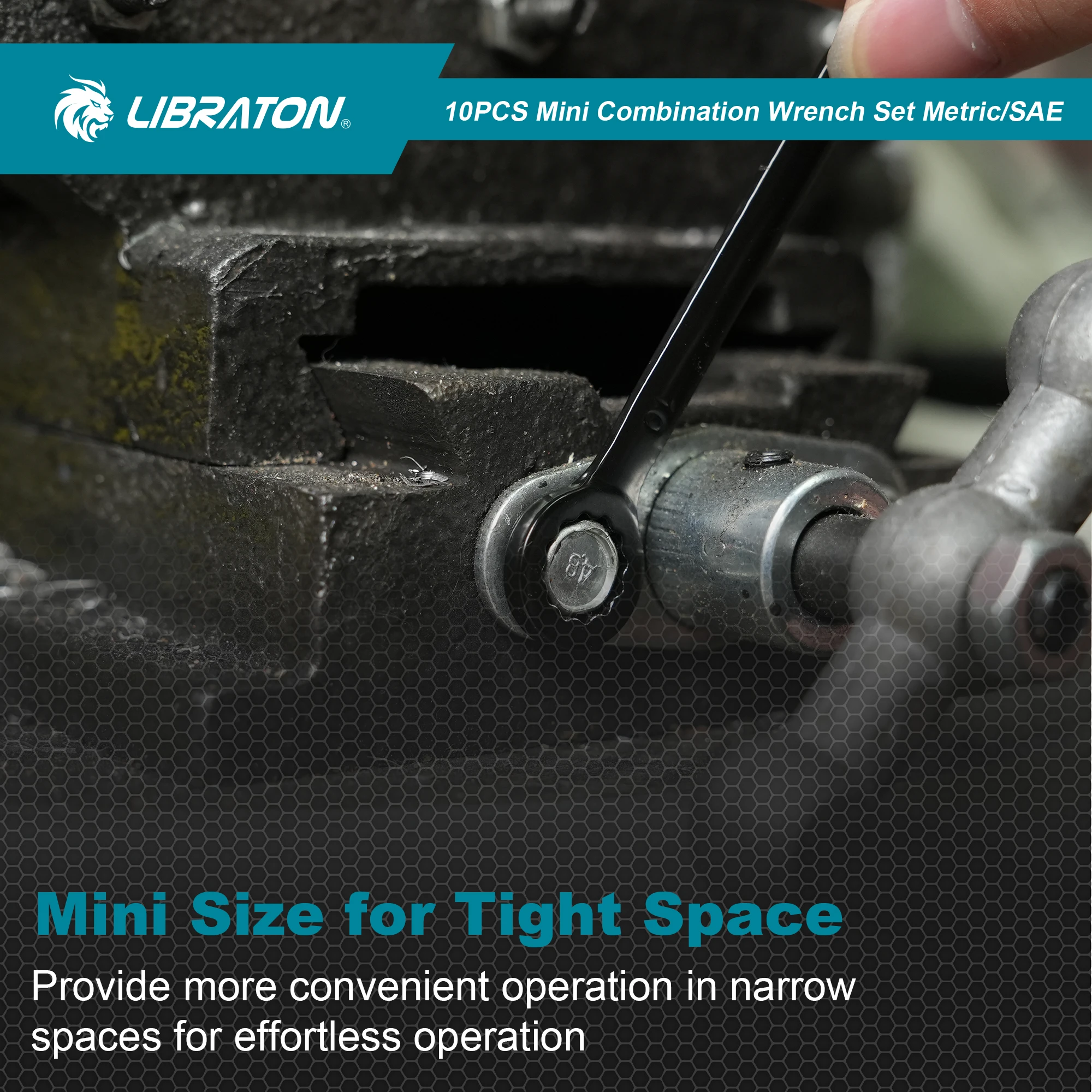 Imagem -05 - Libraton-mini Conjunto de Chaves Aço Carbono Bolsa Organizadora Leve Métrica 411 mm Sae 32 16 Open End e Box End 20 Unidades