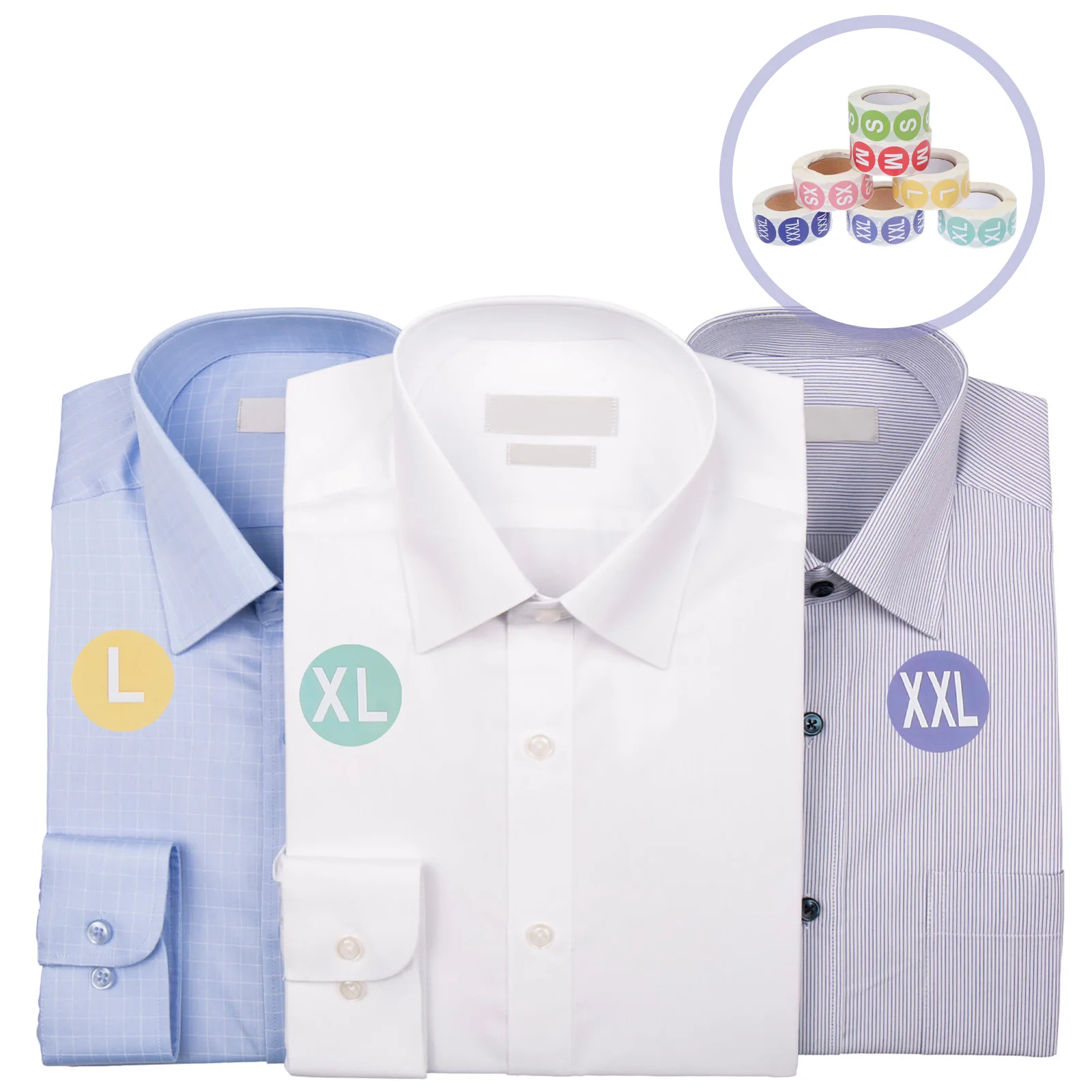 

7 Rolls Clothes Size Sticker Round Label Embroidered Self-adhesive Marking Tag