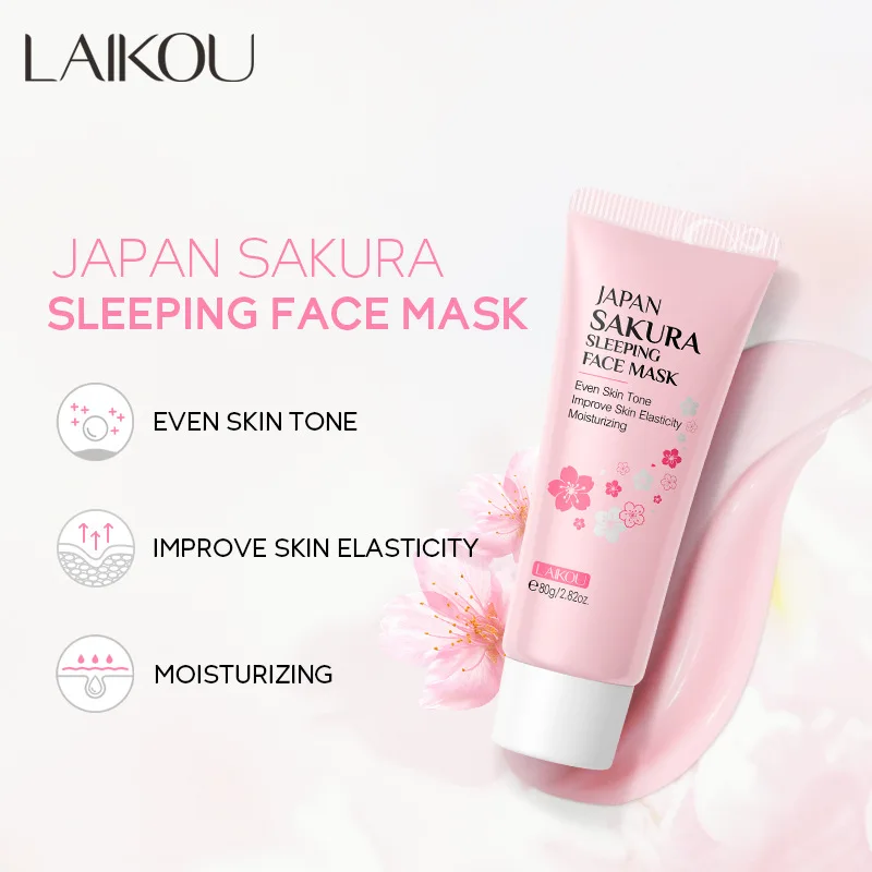 

LAIKOU Japan Sakura Sleeping Face Mask Deep Cleansing Remove Blackheads Oil-Control Mask Moisturizing Facial Skin Care Masks