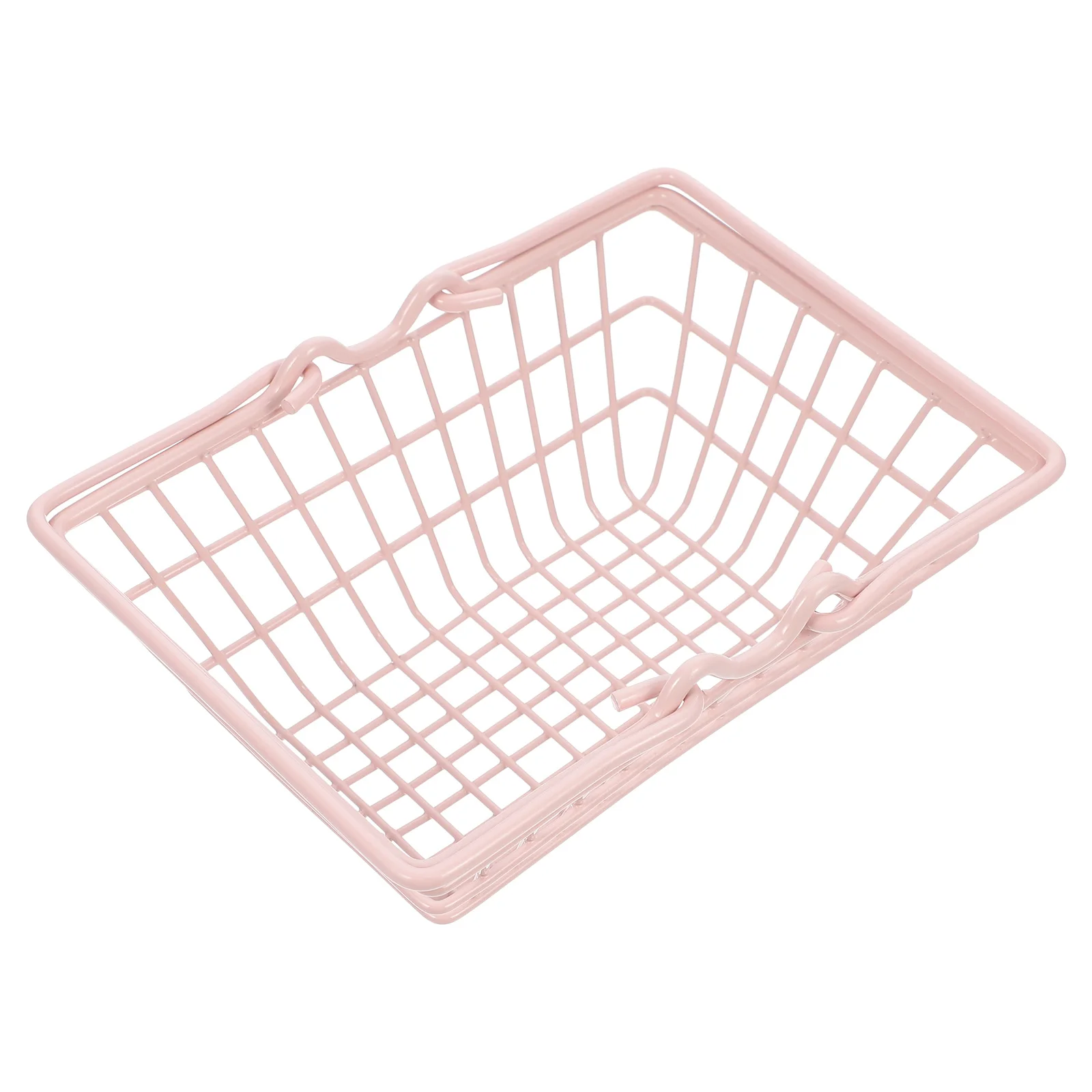 

1pc Wrought Iron Pink Desktop Snack Container Portable Iron Storage Container Art Basket For Sundries Photo Prop Organizing