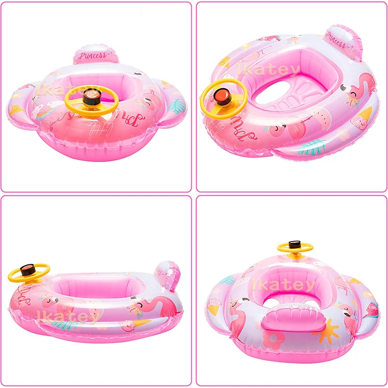 Flamingo Stuurwagen Baby Zwemmen Ring Seat Voor Kinderen Peuters Cartoon Drijvend Opblaasbaar Zwembad Speelgoed Zomer Strand Foto Rekwisieten