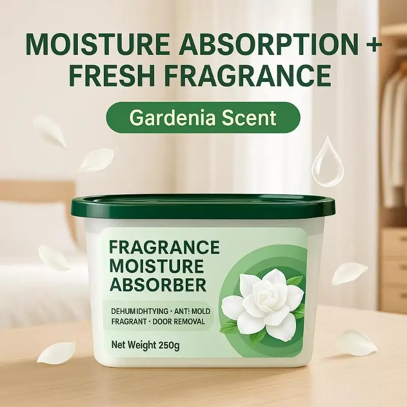 Caja absorbente de humedad con aroma a Gardenia, potente deshumidificador, antihongos y eliminador de olores, para armario, baño, cocina, almacenamiento, 1/2 unidades