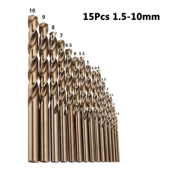 15Pcs 1.5-10Mm M35 Cobalt High Speed Stalen Rechte Schacht Twist Boren Metalen Houtbewerking Rvs boren Power Tool