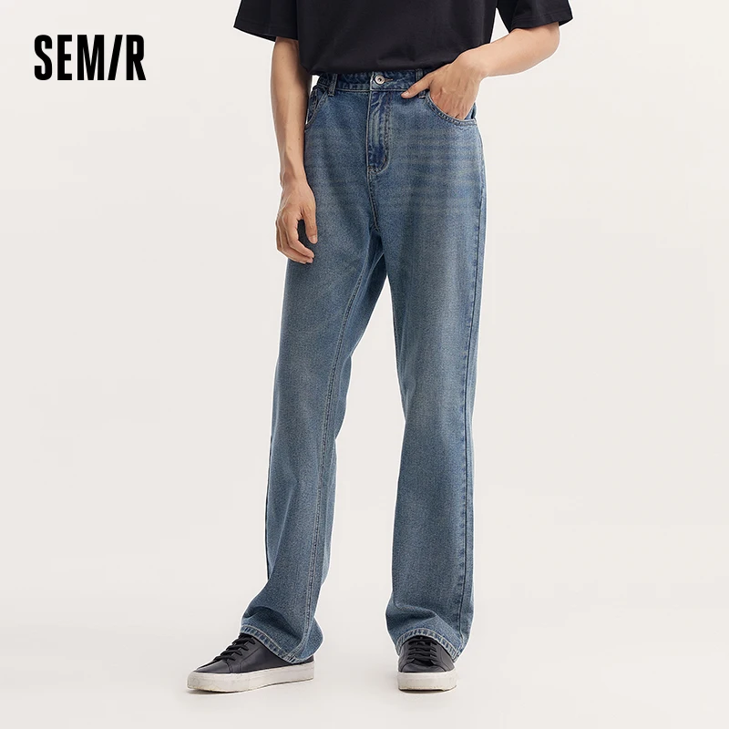 

Semir Jeans Men 2024 New Autumn Long Pants with Vintage Distressed Design High Street Flared Pants with Straight-Leg Style