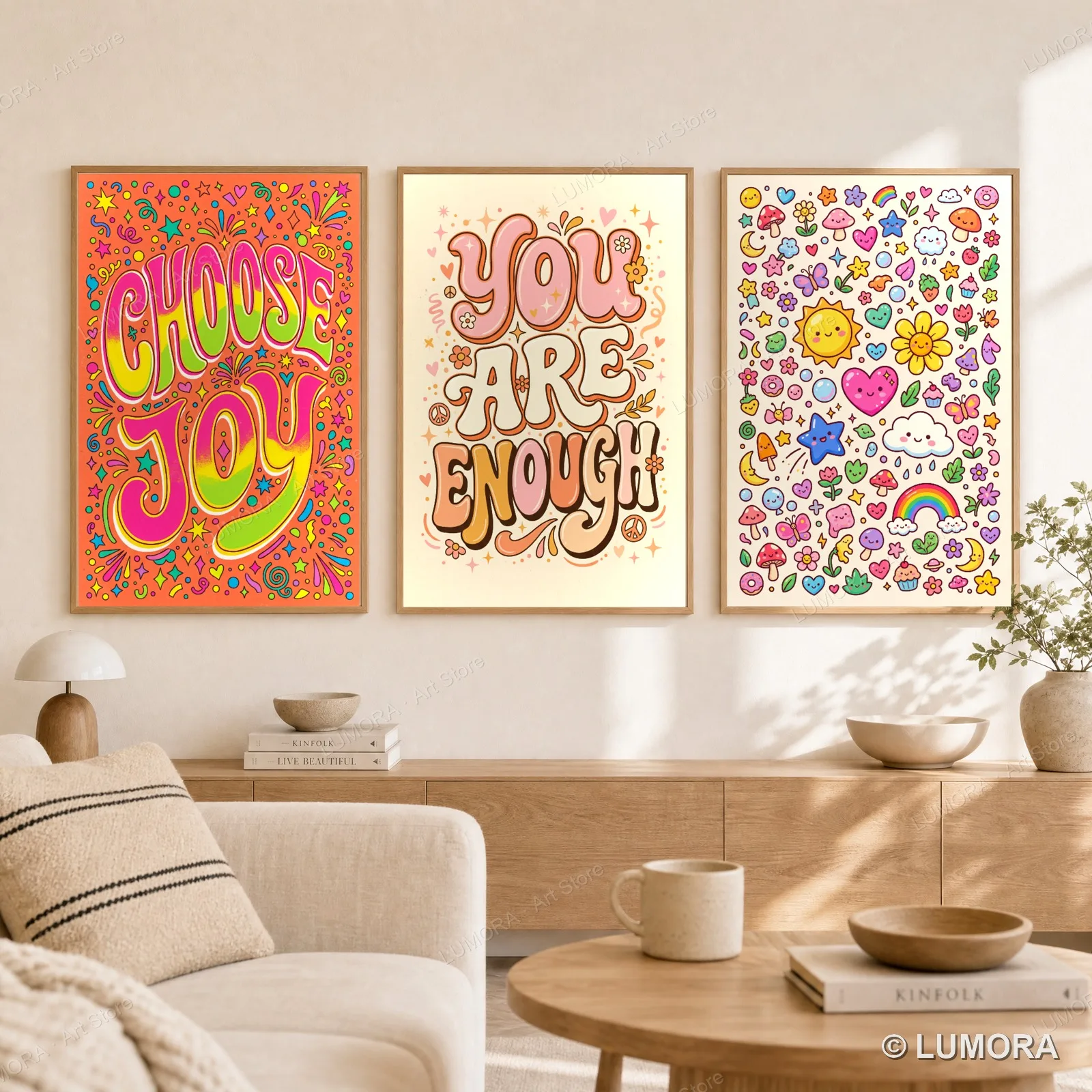 Positive Quote Canvas Poster Groovy Retro Dopamine Inspirational Wall Art Colorful Fun Teen Room Office Decor 1 & 3 PCS Unframed