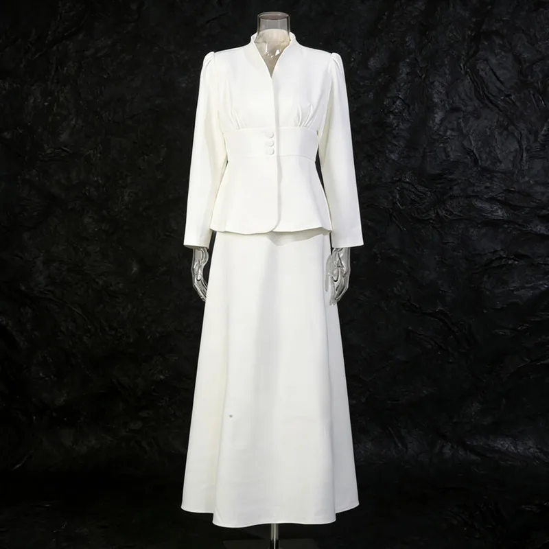 HKSH Lente Herfst Nieuwe Vrouwen Tweedelige Set Elegante V-hals Single Breasted Taille Cinching Jas Effen Kleur A-lijn Rok HK18149