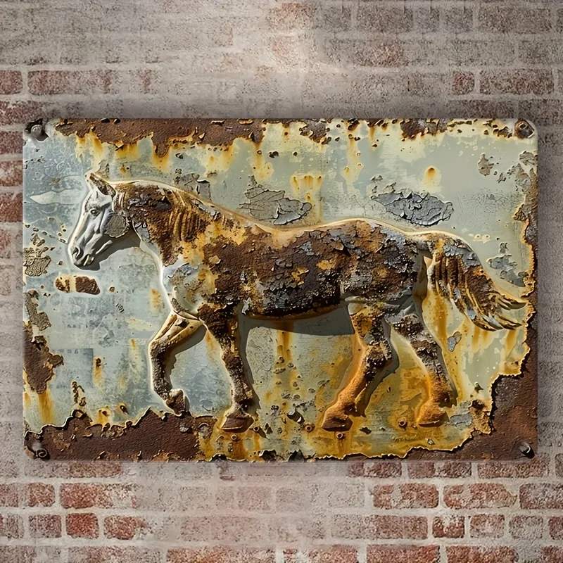 

Horse Rustic Metal Tin Sign, Vintage Aluminum Wall Decor for Home, 2D Flat Sign, Aluminum Poster, Artistic Retro Decoration