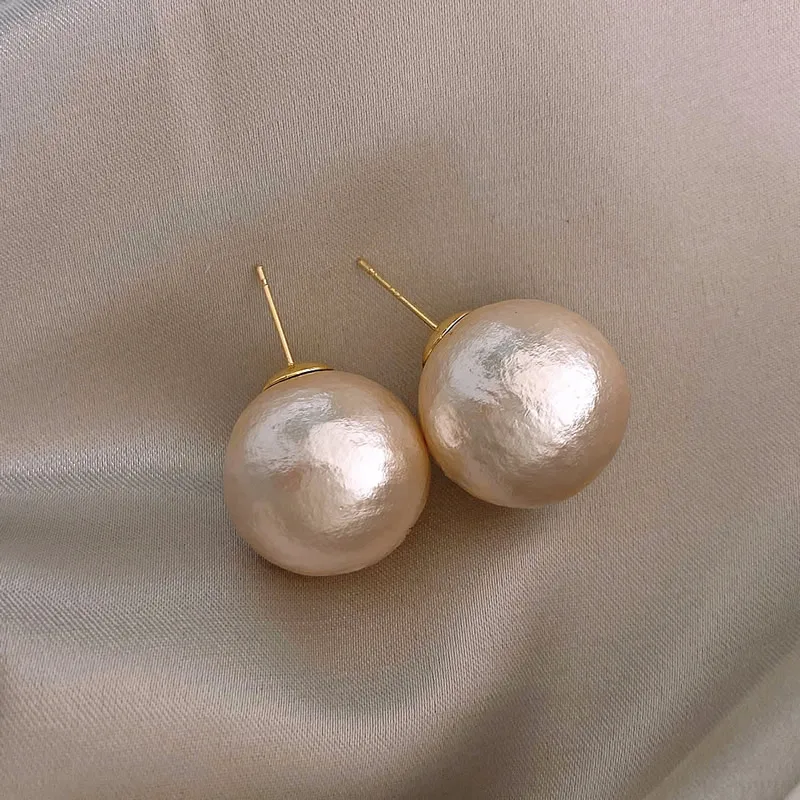 الفرنسية الفاخرة القطن كبير أقراط اللؤلؤ 2025 خمر هيبورن عالية الجودة باتي اكسسوارات للمرأة تصميم بسيط مجوهرات