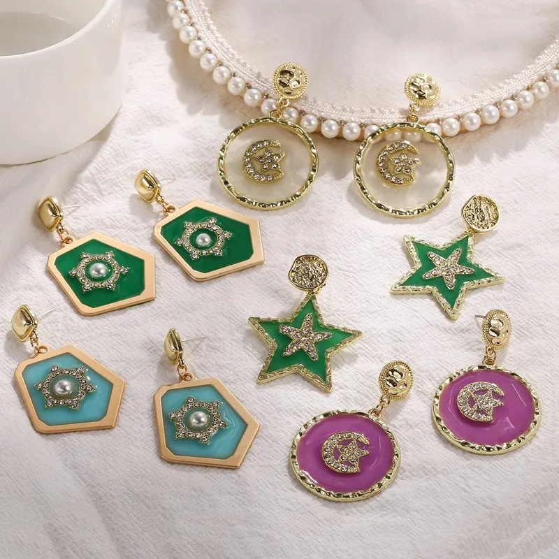 Muslim style earrings star moon earrings temperament retro style earrings 2020 new Internet celebrity trinkets