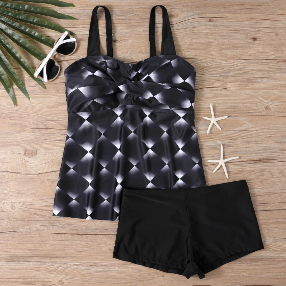 2023 New Summer Women Sexy Two Pieces Tankini Fashion Monokini High Waist New Design Printing Beachwear Swimwear Fashion Bikini