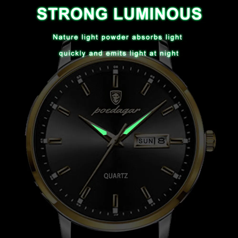 Poedagar ブランドスポーツメンズ腕時計トップブランドの高級ビジネス男性腕時計革防水クォーツ腕時計レロジオ Masculino