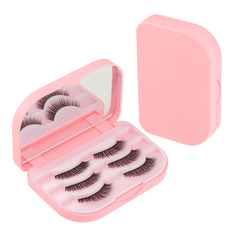 Portable 3 Layer False Eyelashes Storage Box Empty Lashes Storage Case Organizer Makeup Mirror Travel Pallet Lash Holder Display