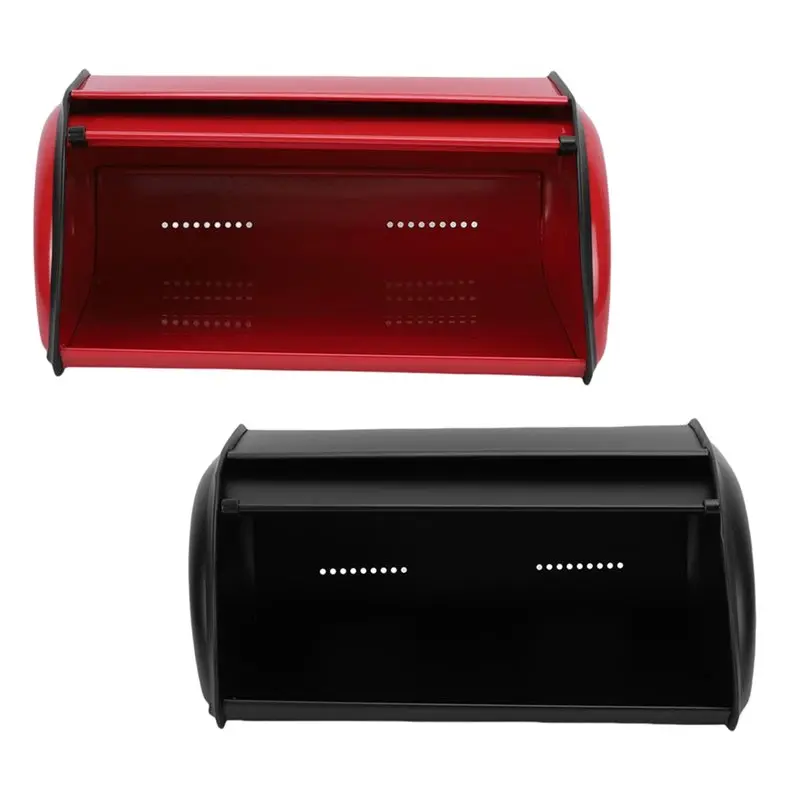 

ABZL Metal Bread Holder Roll Top Bread Box Iron Vintage Roll Top Bread Storage Container Bin For Kitchen B
