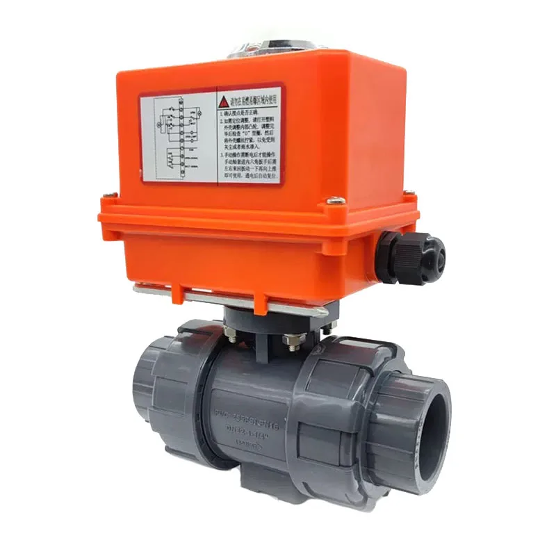 UPVC Electric Ball Valve Q911F 10S Double Union Quick Connect Acid Alkali Resistant DN50 DN63 Plastic Motorized Valve