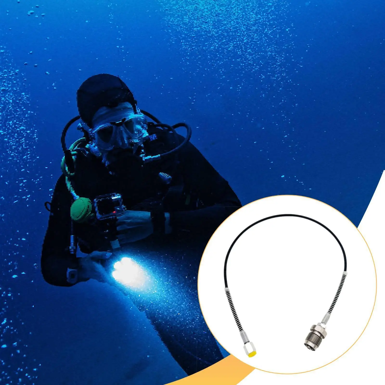 Coiled Pneumatic Tube with Mixed Threads G5 8 to G1 8 Scuba Tank Adapter 60cm for Dry Suit Inflator Systems view 4