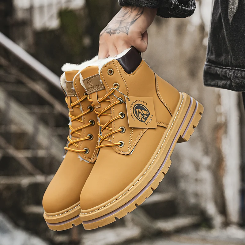 

Size 48 Men's Shoes Winter Ankle Boots for Men Warm Furry Platform Sneakers for Men Outdoor Working Snow Boots Botas Para Hombre