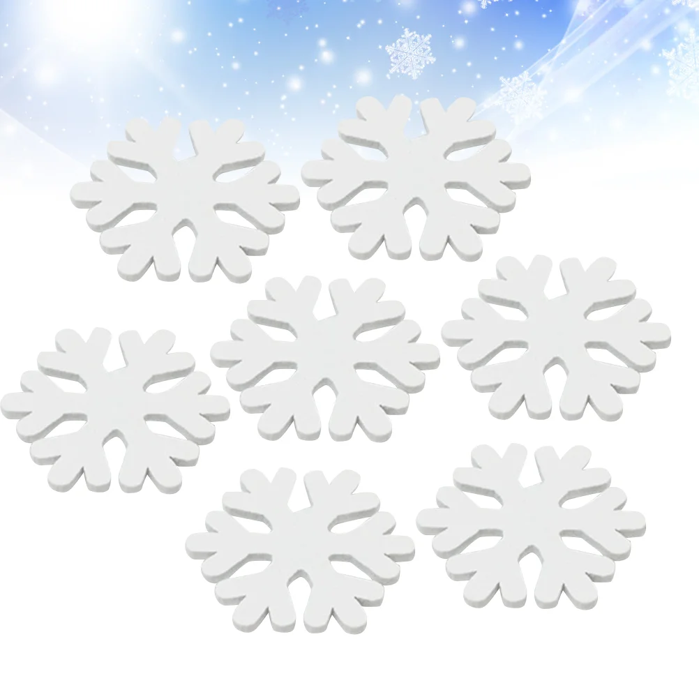 100pcs Christmas Mini Snowflake Wooden White Snow Flake Craft Christmas Decoration Supplies wooden snowflake