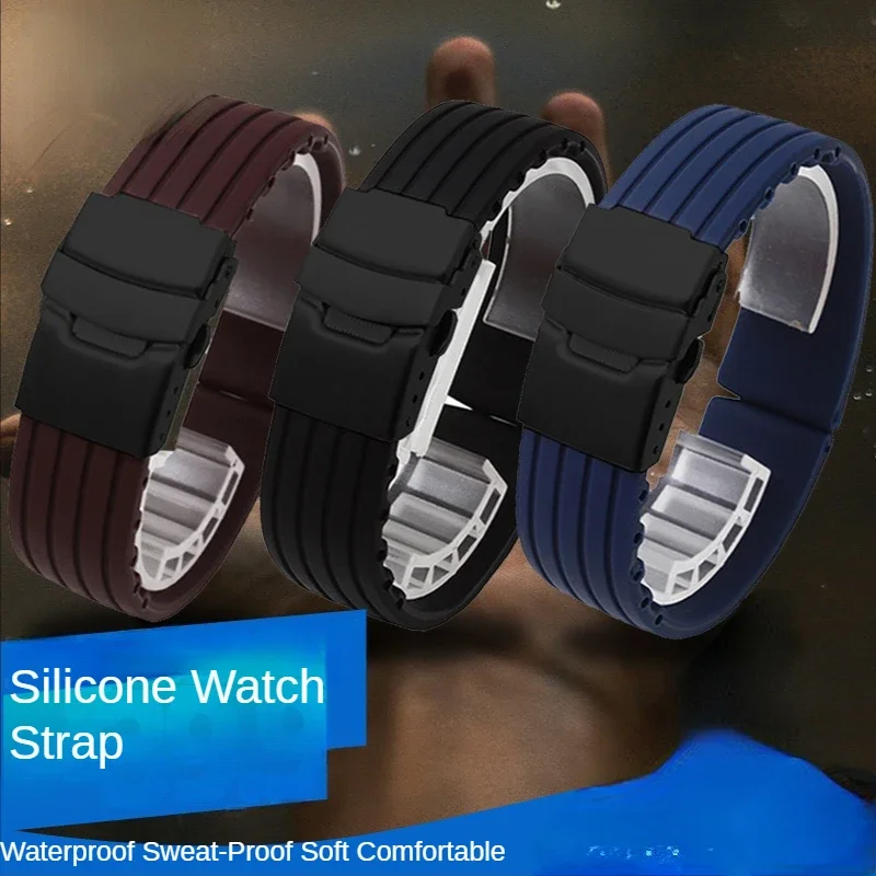 Silicone Watch Strap for Tissot Omega Dw Seiko Mido Citizen Casio Waterproof Sweat-Proof Rubber Watchband 20 22 24M Wrist Strap