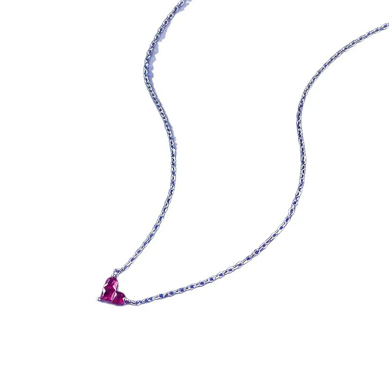 New 100% S925 Silver Mini Peach Heart Necklace, Clavicle Chain, Versatile Style, Light Luxury, High End Wedding Jewelry