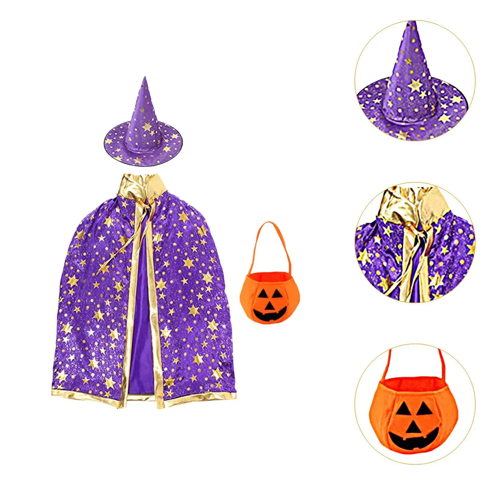 Wizard Cape Dress up Apparel for Children Halloween Costume Set for Carnival Birthday Stage Performance Festival Party Supplies