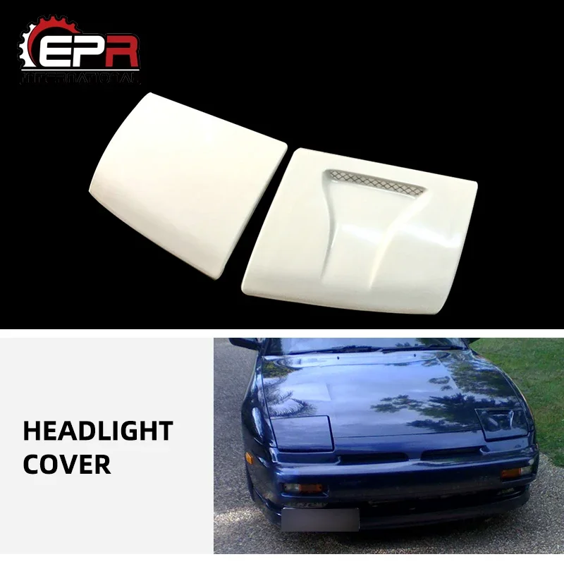 For Nissan S13 180SX Fiber Glass Headlight Cover FRP NA Front Bumper Lamp Cap Drift Racing Kit Car-styling Naca Style