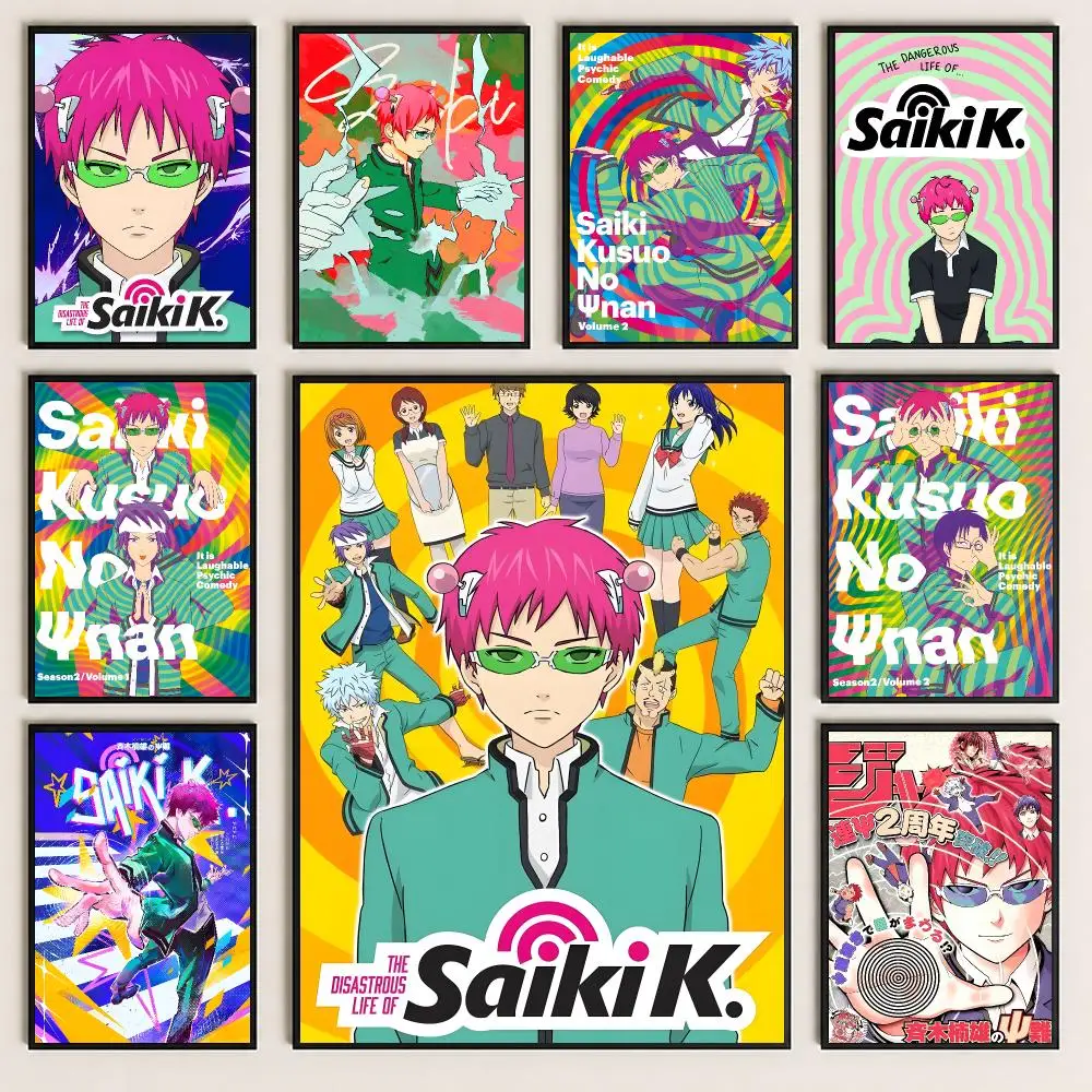 anime The Disastrous Life of Saiki K Poster Poster HD Printing Cozy and Warm Style for Home Decor for Bedrooms Cafes Gift Giving
