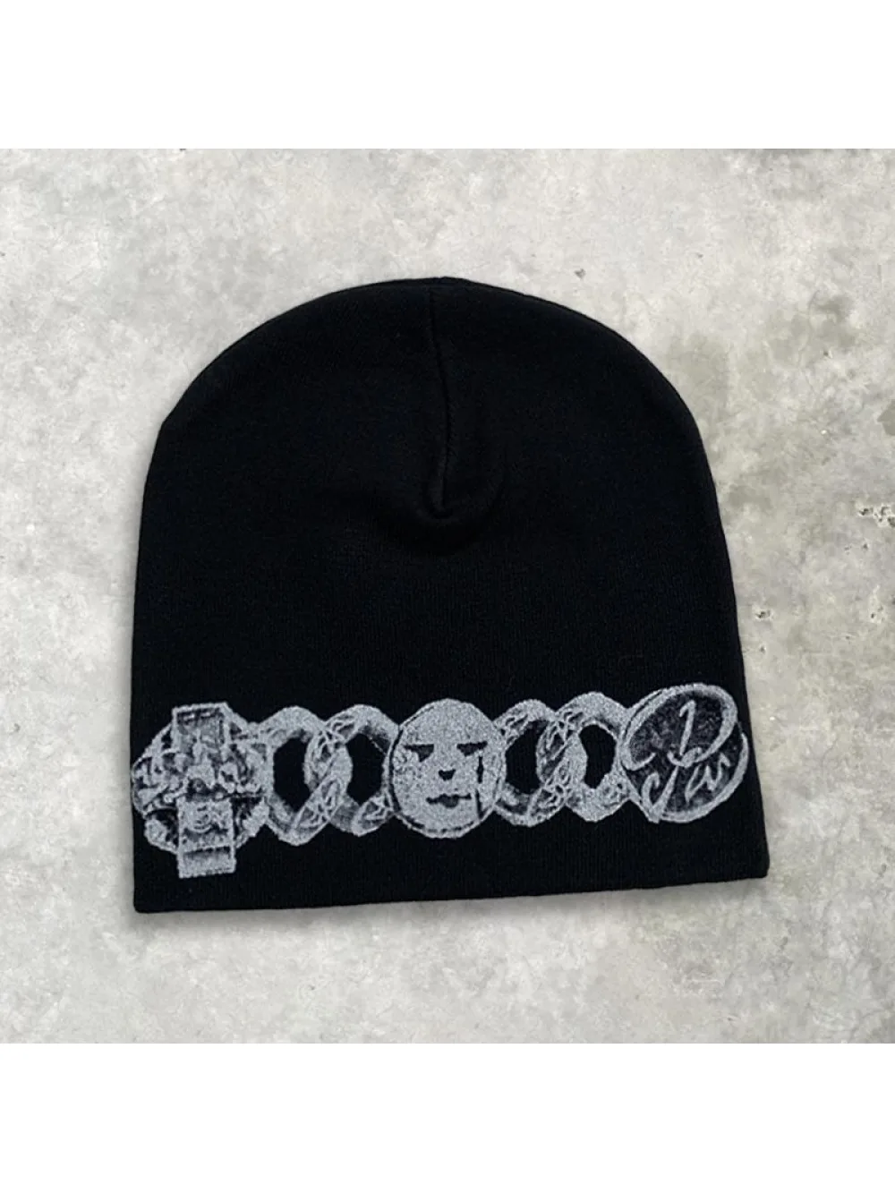 2026 New Coin Chain Printed Cold Hat for Men and Women, Retro Gothic Portrait, Coin Pattern, Street Trendy, Versatile, and niche