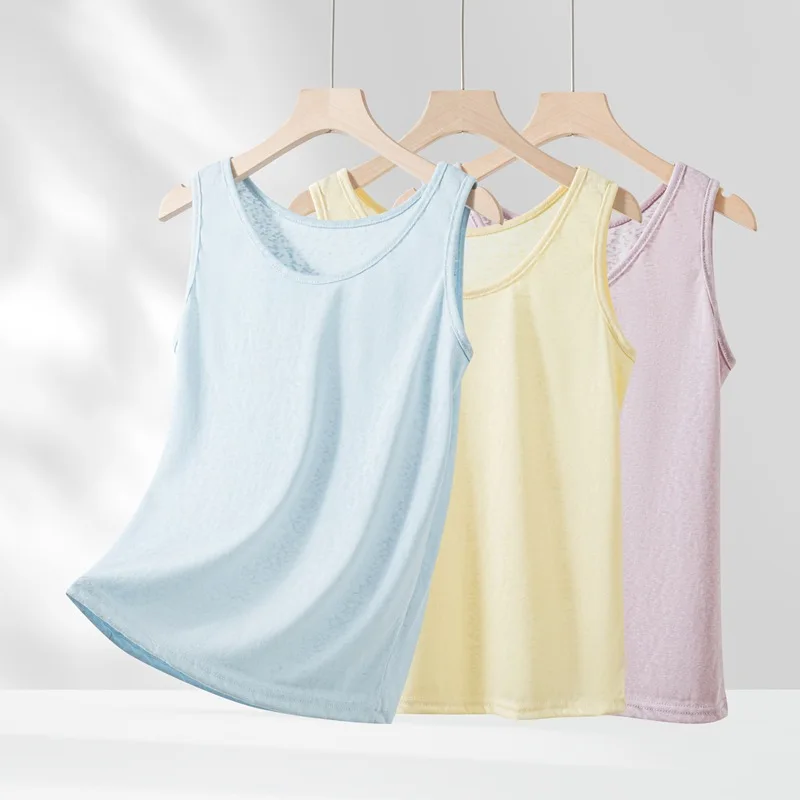 Candy colors Linen cotton tank tops women Summer elegant Vest sleeveless Tshirts Loose fashion tee tops cool tees all match