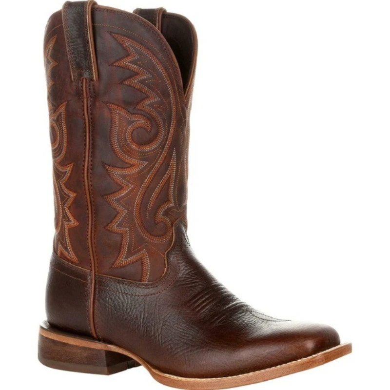 Unbranded Mid-Calf Western Cowboy Boots PU Leather Brown 43 3