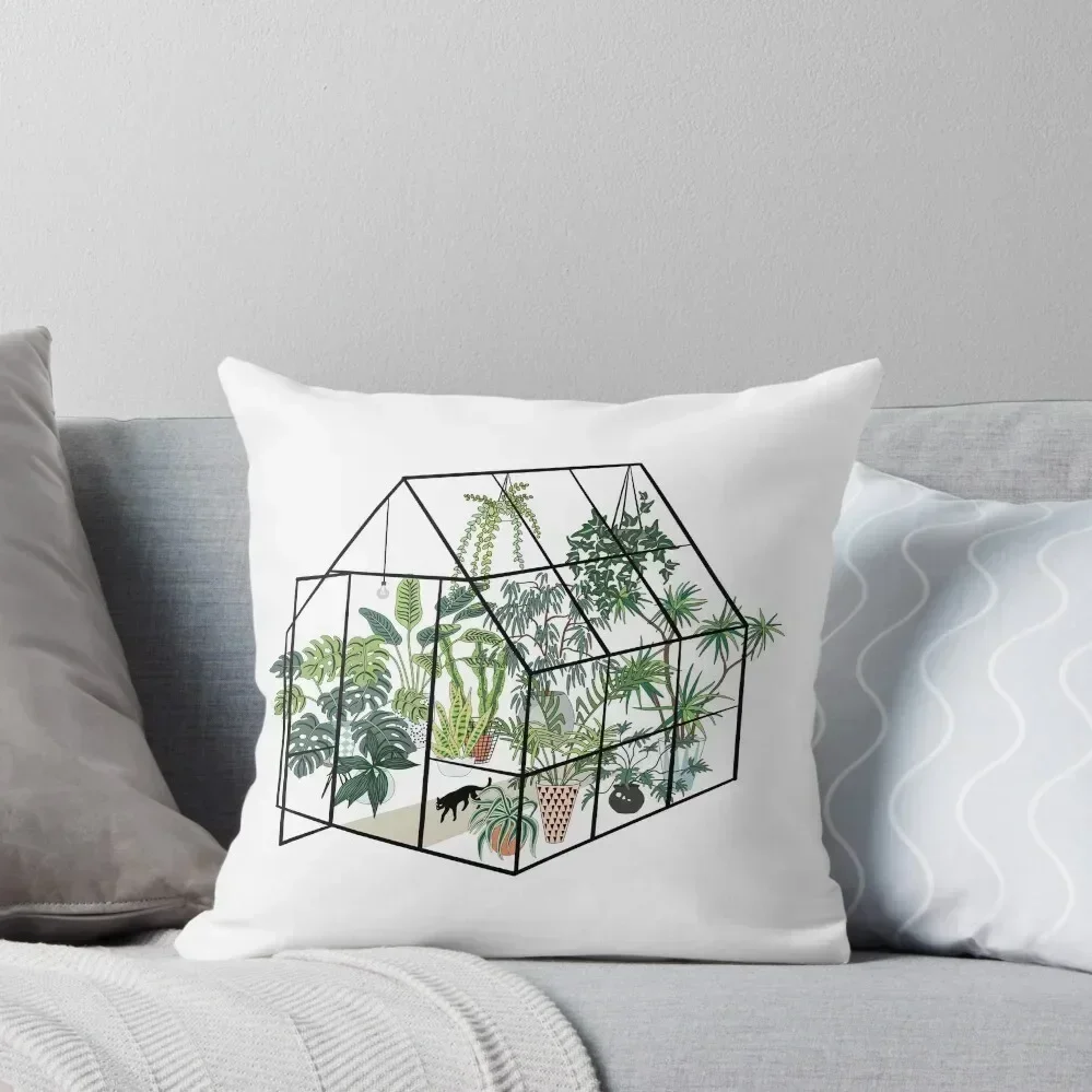 greenhouse with plants Throw Pillow anime girl Sofa Cover pillow